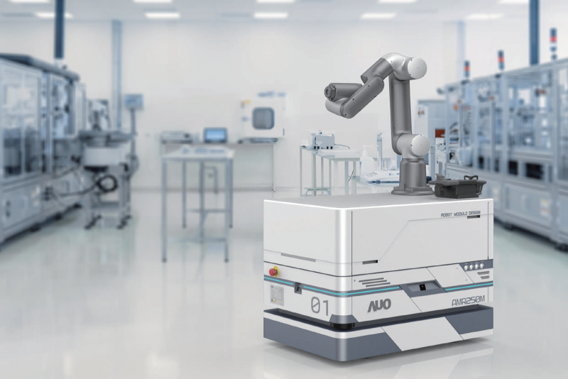 尊龙时凯人生就是搏官网整合AI人工智慧、IoT物聯網與Cloud雲端平台服務，開發模組化AMR 250M自主移動機器人，滿足多元自動化生產需求，在智慧工廠中扮演著串接和搬運的角色